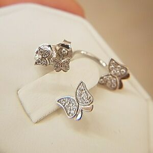 14k white Gold plated Butterfly Earrings